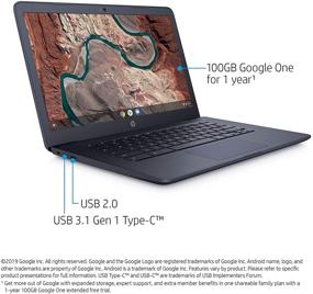 img 2 attached to Ноутбук HP Chromebook 14 дюймов с полноэкранным дисплеем Full HD, процессором AMD Dual-Core A4-9120, 4 ГБ ОЗУ, 32 ГБ памяти, операционной системой Chrome OS (14-db0080nr, черный цвет чернила)