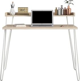 img 3 attached to 🖥️ Ameriwood Home Haven Retro Computer Desk with Riser: Natural/White - Efficient and Stylish Workstation for Home or Office