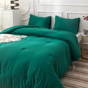 img 2 attached to Emerald Green Comforter Set Queen Size - Full Dark Green Bedding Set for Women and Men, Lightweight Solid Color Comforter Set with 2 Pillowcases - Soft and Comfy