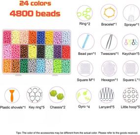 img 2 attached to Water Fuse Beads Set: 24 Colors, 4800 Beads, 5mm, Creative Refill, Magic Water Sticky Beads Art Crafts Toys for Kids Beginners (4800 Beads Complete Set)