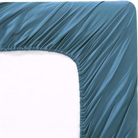 img 1 attached to Brielle Home Tencel Lyocell Sateen 🛏️ Sheet Set in Teal for Queen Size Bed