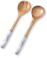 🥗 salad servers: wooden utensils for serving salad, 12-inch spoon and fork set, mango wood, blue servers logo