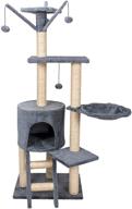 🐱 young poong 54” cat tree pet furniture - premium gray blue cat condo with sisal scratching post house for cats and kittens logo