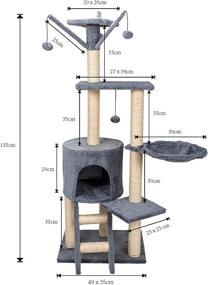 img 2 attached to 🐱 YOUNG POONG 54” Cat Tree Pet Furniture - Premium Gray Blue Cat Condo with Sisal Scratching Post House for Cats and Kittens