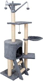 img 3 attached to 🐱 YOUNG POONG 54” Cat Tree Pet Furniture - Premium Gray Blue Cat Condo with Sisal Scratching Post House for Cats and Kittens