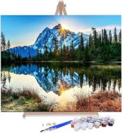 🖼️ aolige 16x20 inch paint by numbers for adults: silent mountain lake canvas art with frame & easel wall decor logo