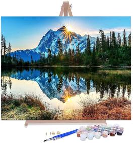 img 4 attached to 🖼️ AOLIGE 16x20 Inch Paint by Numbers for Adults: Silent Mountain Lake Canvas Art with Frame & Easel Wall Decor