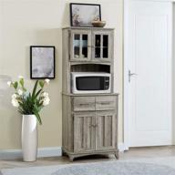 gray microwave stand with top and bottom cabinets by home source logo