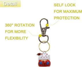 img 2 attached to 🔔 Set of 6 Lucky Cat Collar Bells - Loud Dog Collar Bells for Potty Training Necklace Pendant, with Free Clips and Key Rings in White, Red, and Yellow