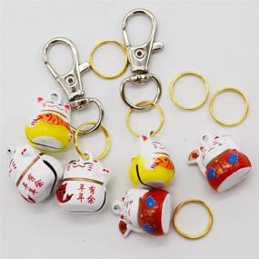 img 1 attached to 🔔 Set of 6 Lucky Cat Collar Bells - Loud Dog Collar Bells for Potty Training Necklace Pendant, with Free Clips and Key Rings in White, Red, and Yellow