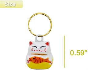 img 3 attached to 🔔 Set of 6 Lucky Cat Collar Bells - Loud Dog Collar Bells for Potty Training Necklace Pendant, with Free Clips and Key Rings in White, Red, and Yellow