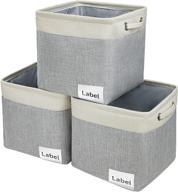 📦 dimj cube storage bins - foldable storage bins with handles - fabric storage basket for shelf, closet, nursery, office organization - grey & beige - cube size 11.8" x 11.8" x 11.8" - 27 l capacity logo