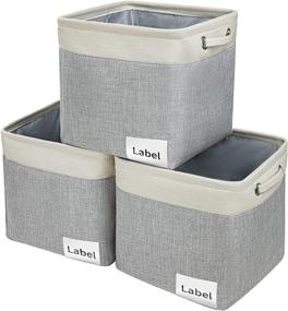 img 4 attached to 📦 DIMJ Cube Storage Bins - Foldable Storage Bins with Handles - Fabric Storage Basket for Shelf, Closet, Nursery, Office Organization - Grey & Beige - Cube Size 11.8" x 11.8" x 11.8" - 27 L Capacity