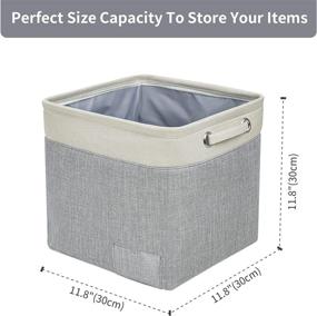 img 3 attached to 📦 DIMJ Cube Storage Bins - Foldable Storage Bins with Handles - Fabric Storage Basket for Shelf, Closet, Nursery, Office Organization - Grey & Beige - Cube Size 11.8" x 11.8" x 11.8" - 27 L Capacity