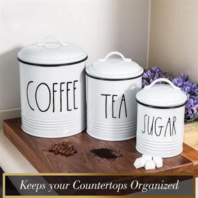 img 3 attached to 🏡 Brighter Barns Farmhouse Canisters Set - Large Airtight Coffee Tea Sugar Containers with Lids, Ideal for Food Storage - Rustic Farmhouse Kitchen Coffee Station Decor & Accessories