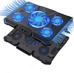 img 3 attached to Wsky Laptop Cooler: Ultra Slim 12&#39;&#39;-17&#39;&#39; Cooling Pad with 5 Quiet Fans, Blue LED Light, Dual USB Ports, Adjustable Stand Height Angle