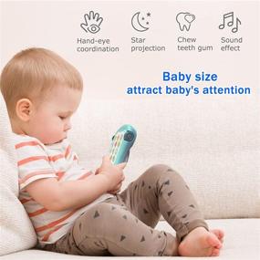 img 3 attached to Детская игрушка-мобильный телефон Lukax Baby: интерактивная музыкальная машинка для мальчиков от 6 до 18 месяцев с звездным проектором и музыкой - обучение и развлечение в синем цвете.