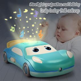 img 2 attached to Детская игрушка-мобильный телефон Lukax Baby: интерактивная музыкальная машинка для мальчиков от 6 до 18 месяцев с звездным проектором и музыкой - обучение и развлечение в синем цвете.
