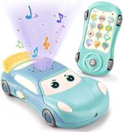 lukax baby cell phone toy: interactive musical car toy for 6-18 months boys with star projector & music - learning, education, and fun in blue logo