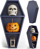 🧛 manny's mysterious oddities coffin shelf - spooky gothic home decor - black floating wooden shelf for wall or table - 14x7 inches logo