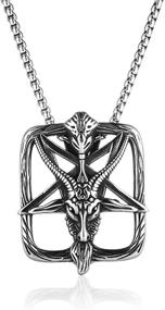 img 4 attached to 🔱 Inverted Pentagram Stainless Steel Necklace: Stylish Boys' Jewelry Accessories
