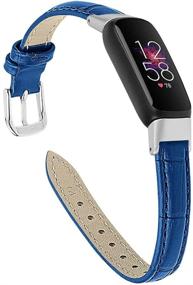 img 3 attached to TenCloud Navy Blue Leather Bands for Fitbit Luxe 🔵 - Classic Wristbands with Metal Connectors for Women and Men