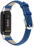 tencloud navy blue leather bands for fitbit luxe 🔵 - classic wristbands with metal connectors for women and men logo