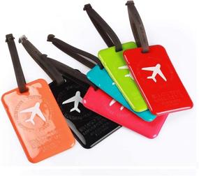 img 3 attached to Squared Airplane Luggage Tag Set: Identify Your Bags with Style