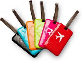 img 4 attached to Squared Airplane Luggage Tag Set: Identify Your Bags with Style