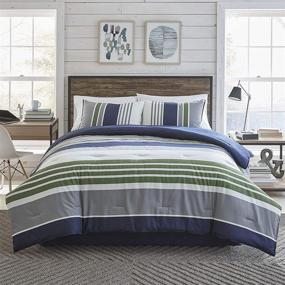 img 3 attached to 🛏️ IZOD Liam Comforter Set, Cotton, Indigo, Twin Size, 2 Piece Set, Including Comforter & Sham