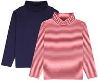 👚 jiahong long sleeve turtleneck: stylish stripe xs girls' clothing in tops, tees & blouses - available for ages 3-12 years logo