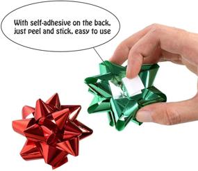 img 2 attached to 🎉 Sparkle & Festivity: TecUnite 52 Self-Adhesive Christmas Wrap Bows with 131ft Curling Ribbons for Balloons & Gifts