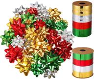 🎉 sparkle & festivity: tecunite 52 self-adhesive christmas wrap bows with 131ft curling ribbons for balloons & gifts logo