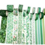 🎨 12 rolls washi tape set - diy masking tape for handmakers, art craft, gift wrapping – van gogh inspired designs, creative & colorful decorative tape for scrapbooks, diary, journal, notebook (green) logo