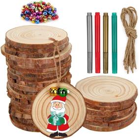 img 4 attached to 🎄 25Pcs Colovis Unfinished Wood Slices, 2.4-2.8 Inches Natural Wooden Ornaments for Kids DIY Crafts, Christmas Tree Decoration, Festival Home Decorations