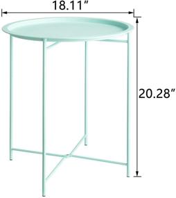 img 3 attached to HollyHOME Folding Tray Metal Side Table, Small Round End Table, Anti-Rust and Waterproof Outdoor or Indoor Snack Table, Accent Coffee Table - (H) 20.28 inches x (D) 18.11 inches, Blue