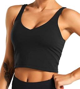 img 4 attached to UOTJCNR Longline Women's Yoga Tank Top with Padded Sports Bra | Workout Fitness Running Camisole Crop Top