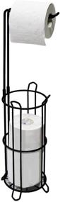 img 4 attached to 🧻 Minggoo Freestanding Bathroom Toilet Paper Holder Stand and Dispenser with Bathromm Storage Organization - Metal Wire Black, Holds Up to 4 Rolls