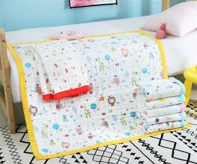 img 2 attached to Jay & Ava Muslin Cotton Baby Blanket - 4 Layers, Soft & Breathable Quilt, Stroller, Nursery & Crib Blanket - Newborn & Toddler, Yellow Lion - Perfect Baby Shower & Registry Gift