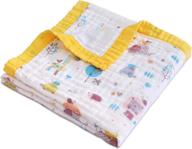 jay & ava muslin cotton baby blanket - 4 layers, soft & breathable quilt, stroller, nursery & crib blanket - newborn & toddler, yellow lion - perfect baby shower & registry gift logo