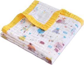 img 4 attached to Jay & Ava Muslin Cotton Baby Blanket - 4 Layers, Soft & Breathable Quilt, Stroller, Nursery & Crib Blanket - Newborn & Toddler, Yellow Lion - Perfect Baby Shower & Registry Gift