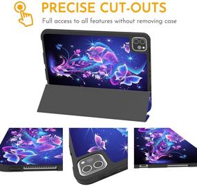 img 1 attached to Space iPad Pro 12.9 Case - 2021 2020 2018 5th 4th 3rd Gen - Pencil Holder - Butterfly Trifold Stand - Protective Shockproof Cover - Auto Sleep Wake - A2378 A2229