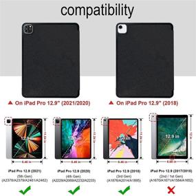 img 3 attached to Space iPad Pro 12.9 Case - 2021 2020 2018 5th 4th 3rd Gen - Pencil Holder - Butterfly Trifold Stand - Protective Shockproof Cover - Auto Sleep Wake - A2378 A2229