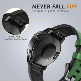 img 3 attached to 📣 NotoCity Leather Quick Fit Bands for Garmin Fenix 6 Pro/Sapphire, Fenix 5/5 Plus, Approach S62/S60, Forerunner 935/945 (Green) - 22mm