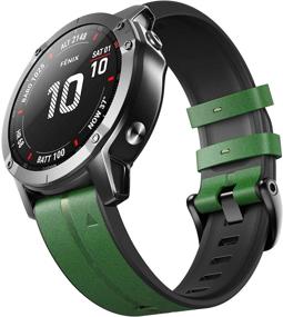 img 4 attached to 📣 NotoCity Leather Quick Fit Bands for Garmin Fenix 6 Pro/Sapphire, Fenix 5/5 Plus, Approach S62/S60, Forerunner 935/945 (Green) - 22mm
