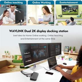 img 1 attached to Wavlink USB 3.0 Universal Docking Station for Laptops and PCs - Dual Video Monitor Display (DVI, HDMI, VGA), Gigabit Ethernet, Audio, 6 USB Ports