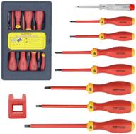 🔧 kuntica 1000v insulated screwdriver set - 9 piece magnetic electrician's kit with non-slip grip and 4 slotted + 3 phillips head tips logo