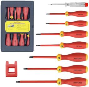 img 4 attached to 🔧 KUNTICA 1000V Insulated Screwdriver Set - 9 Piece Magnetic Electrician's Kit with Non-Slip Grip and 4 Slotted + 3 Phillips Head Tips