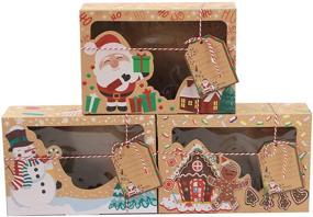 img 3 attached to 🎁 Delightful 15-Piece Christmas Cookie Gift Boxes: Festive Doughnut Cupcake Candy Treat Boxes – Perfect for Gift Giving, Christmas Parties. Includes Kraft Paper Boxes, Window Display, & Gift Tags with Ribbons!