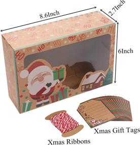 img 2 attached to 🎁 Delightful 15-Piece Christmas Cookie Gift Boxes: Festive Doughnut Cupcake Candy Treat Boxes – Perfect for Gift Giving, Christmas Parties. Includes Kraft Paper Boxes, Window Display, & Gift Tags with Ribbons!